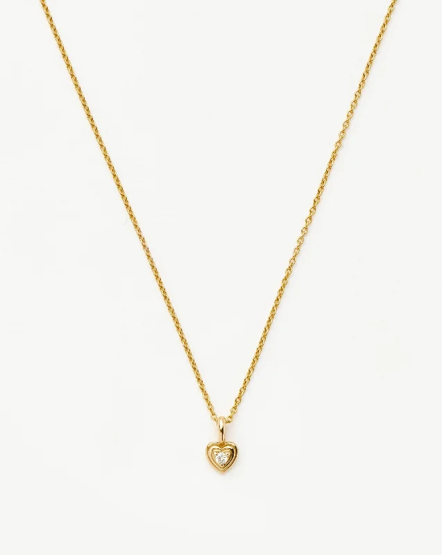 Fine Diamond Heart Mini Pendant Necklace | 14ct solid Gold/Diamond