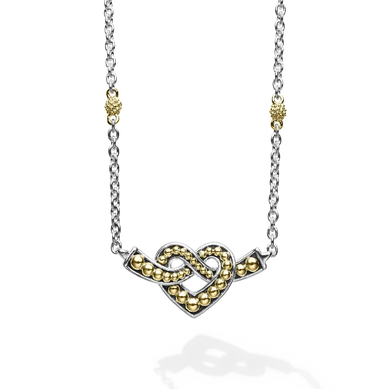 Two Tone Heart Chain Necklace