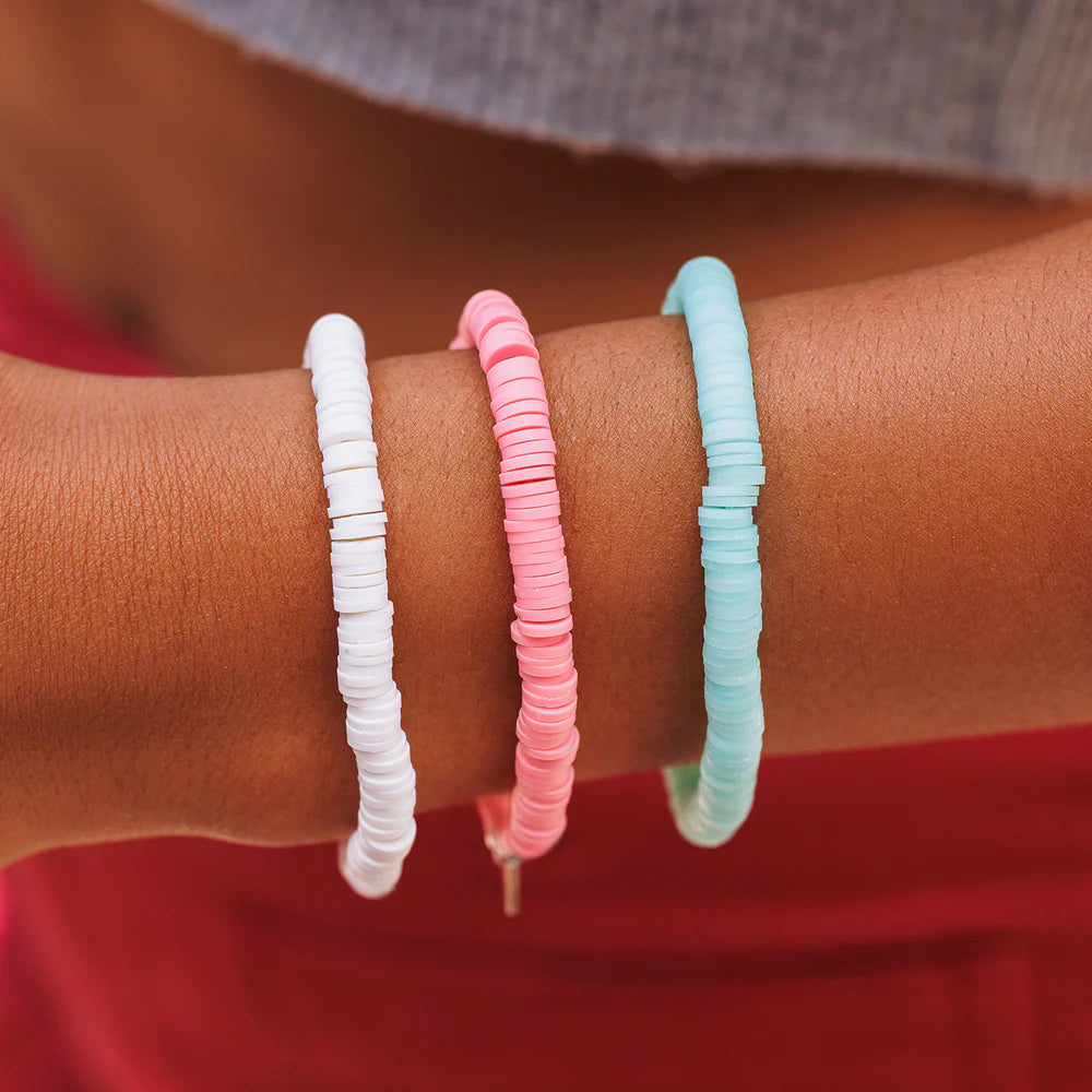 Pura Vida Pastel Disc Stretch Bracelet - Baby Pink