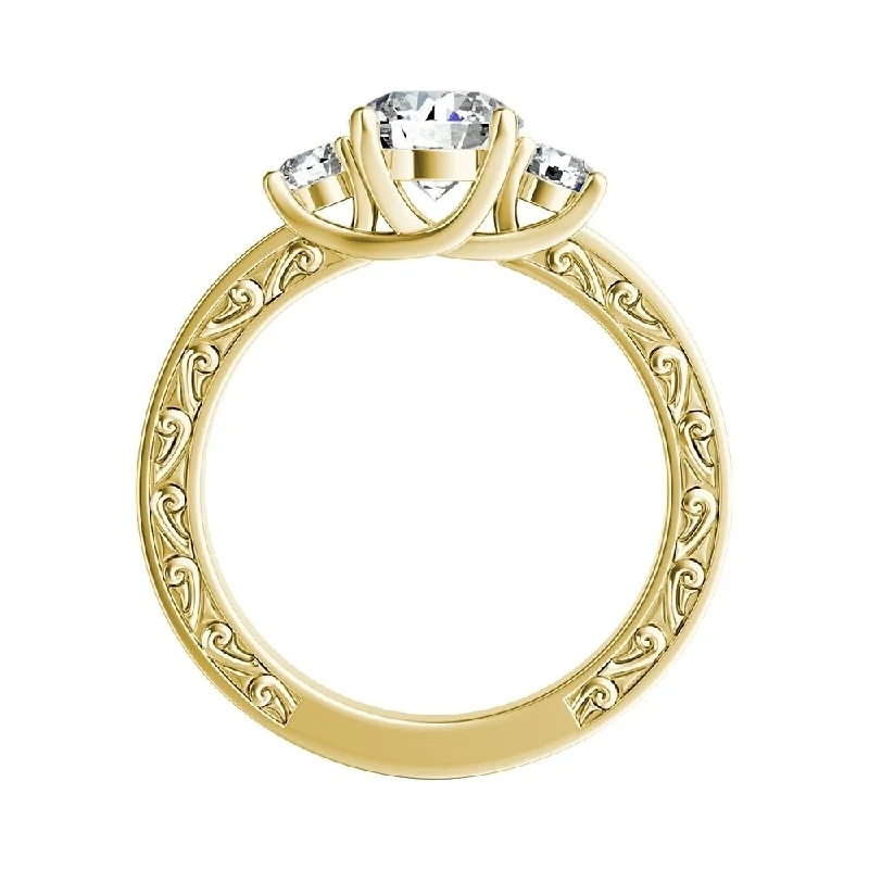 Auriya 14k Gold Vintage 3/4ctw Round 3-stone Diamond Engagement Ring