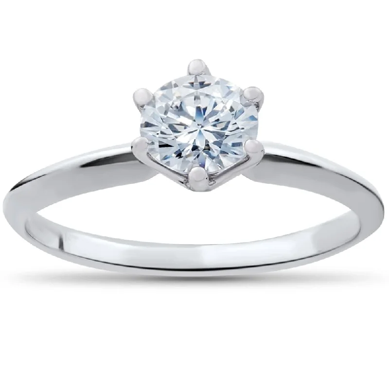 1/3ct Solitaire Diamond Engagement Ring 14k White Gold