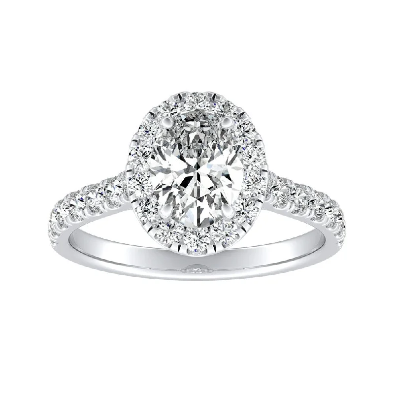 Auriya 14k Gold Classic Oval-cut 7/8cttw Halo Diamond Engagement Ring