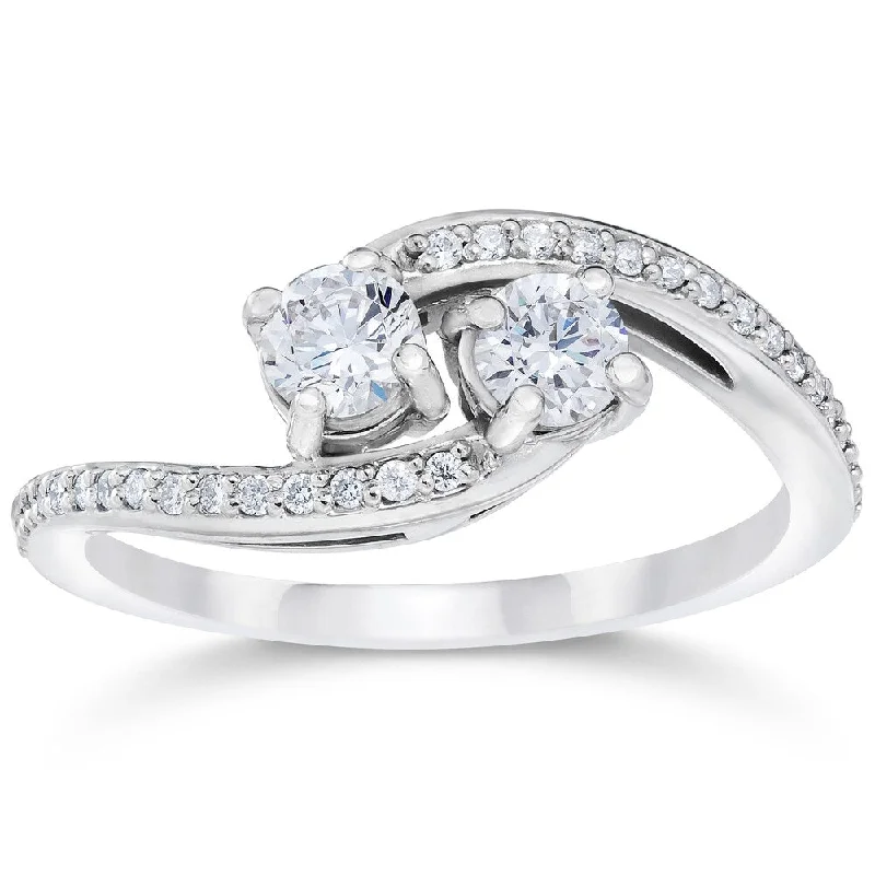 10k White Gold 1/2ct TDW 2-stone Forever Us Diamond Engagement Ring