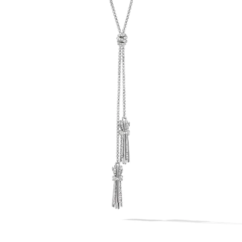 Angelika Tassel Necklace in Sterling Silver with Pave Diamonds