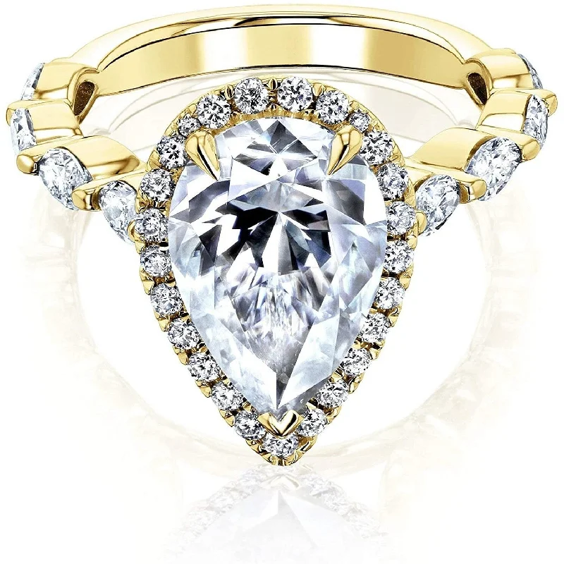 Annello by Kobelli 14K Gold The Cristina Pear Moissanite Engagement Ring (GH/VS, DEF/VS)