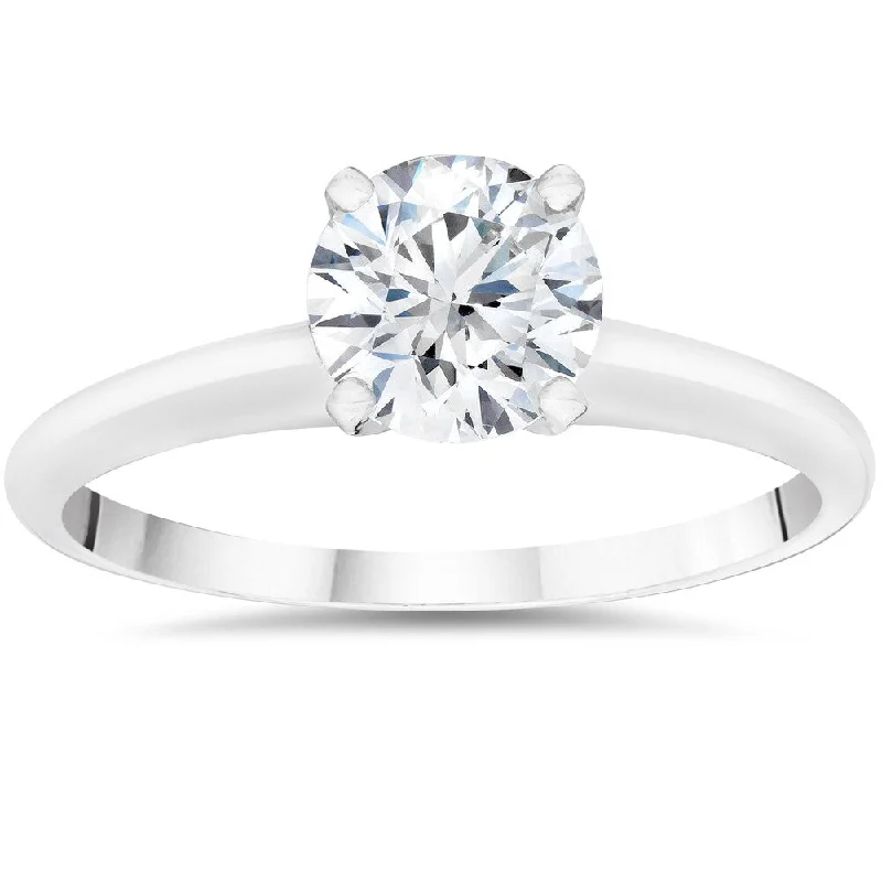 14k White Gold 1 1/2ct Round Cut Lab Grown Eco Friendly Diamond Solitaire Engagement Ring