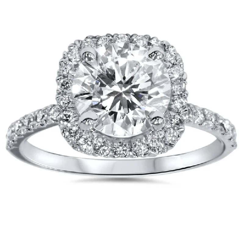 Pompeii3 Platinum 1 ct TDW Diamond Cushion Halo Engagement Ring Clarity Enhanced (G-H,SI2-I1)