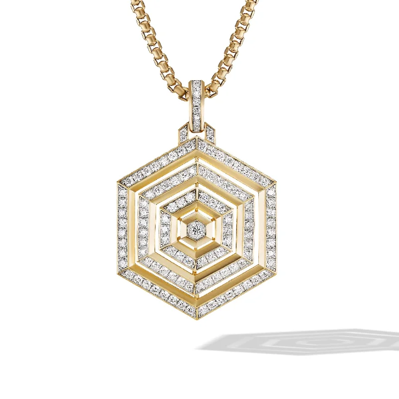 Carlyle Pendant in 18K Yellow Gold with Full Pave Diamonds