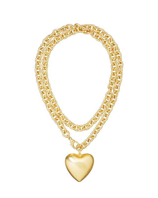 The Puffy Heart Necklace in Gold