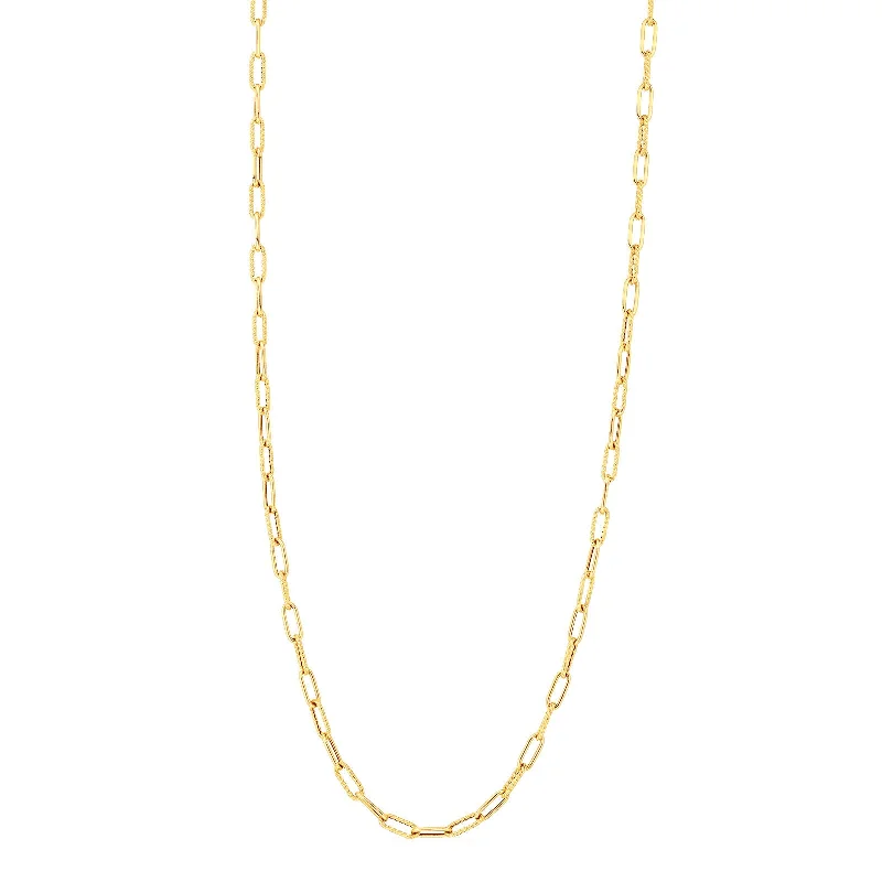 Alternating Polished and Fluted Paperclip Link Necklace (22 inches)