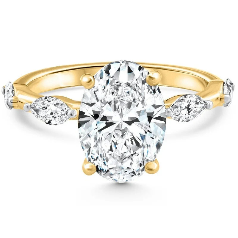 Certified 3.60Ct Oval Diamond Engagement Ring Yellow Gold Lab Grown