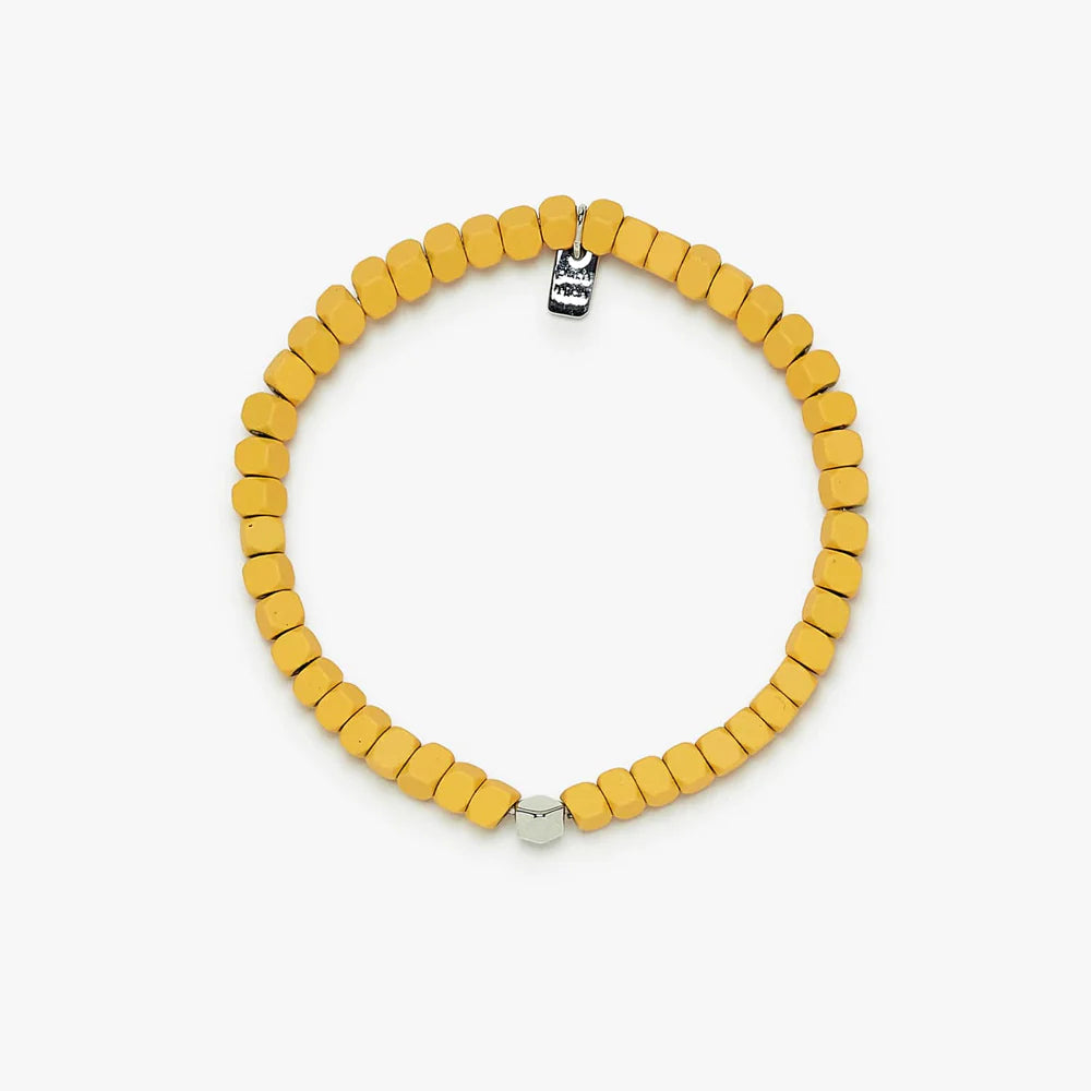 Pura Vida Coated Hematite Stretch Bracelet-Yellow