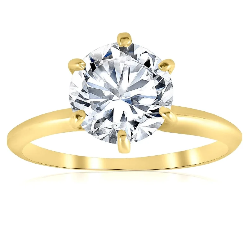 Certified 3Ct Diamond Solitaire Gold Engagement Ring Lab Grown