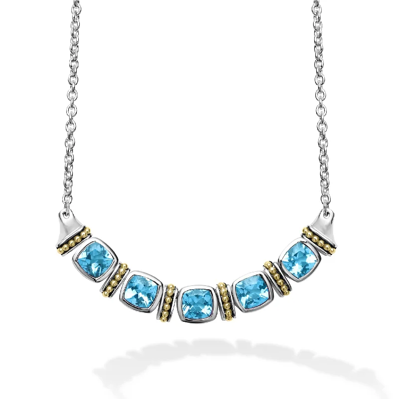 Five Station Swiss Blue Topaz Necklace