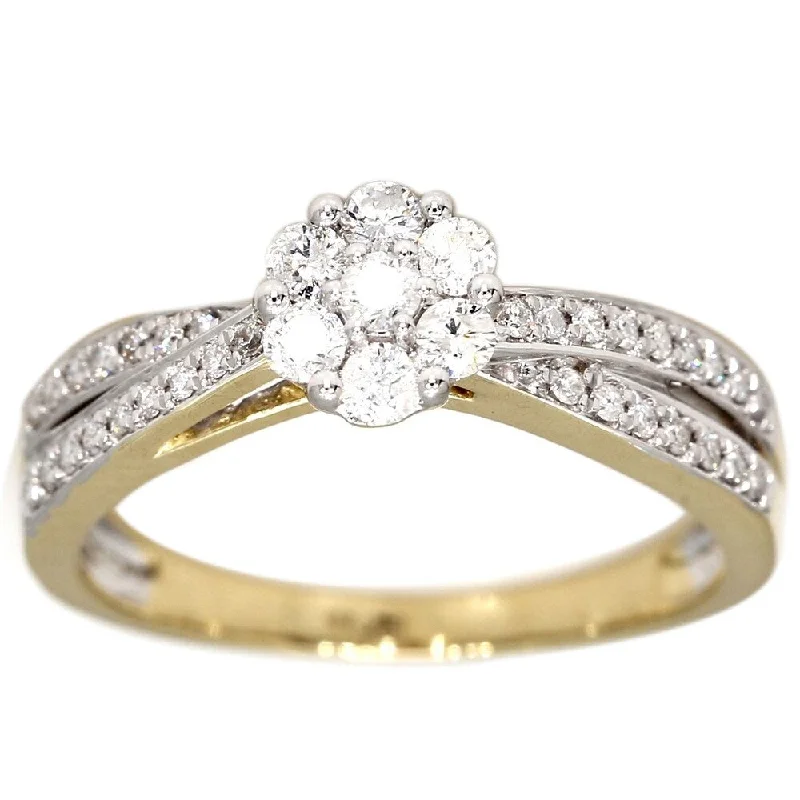 Pompeii3 10k Yellow Gold 1/2 Ct. TDW Diamond Twist Round Cut Pave Engagement Ring Size 7.5