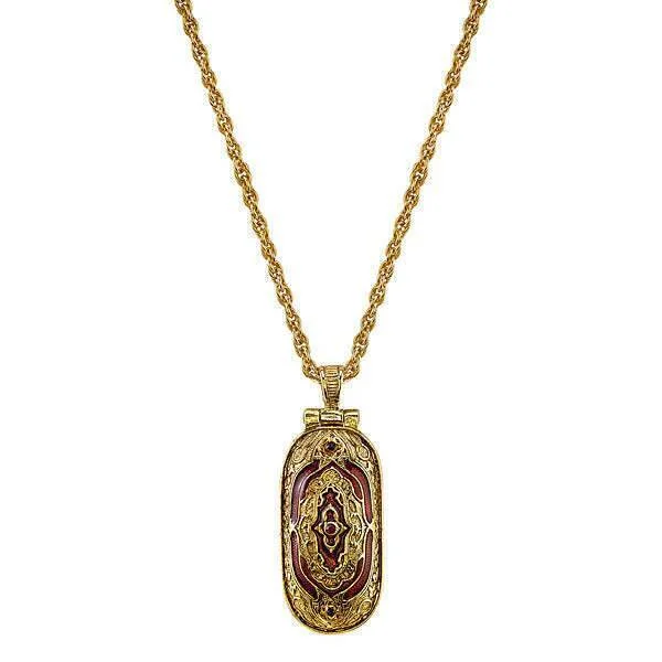 Symbols Of Faith Red Enamel Swing Open Pendant Enclosed Reliquary Crucifix Necklace 30"