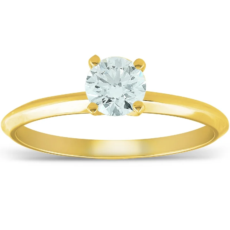 14k Yellow Gold 5/8 ct Round Solitaire Diamond Engagement Ring