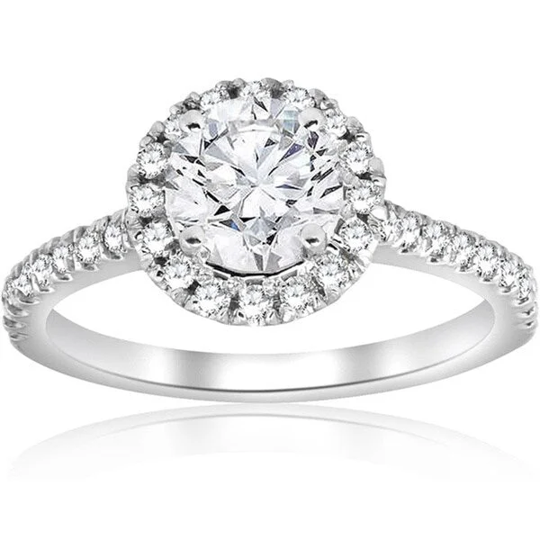 Pompeii3 14K White Gold 1 ct TDW Diamond Clarity Enhanced Halo Engagement Ring (G-H/SI1-SI2)