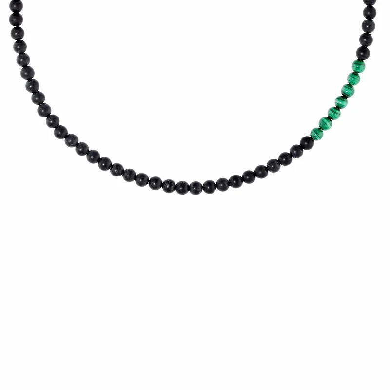 Thorn Bead Necklace in Onyx and Malachite