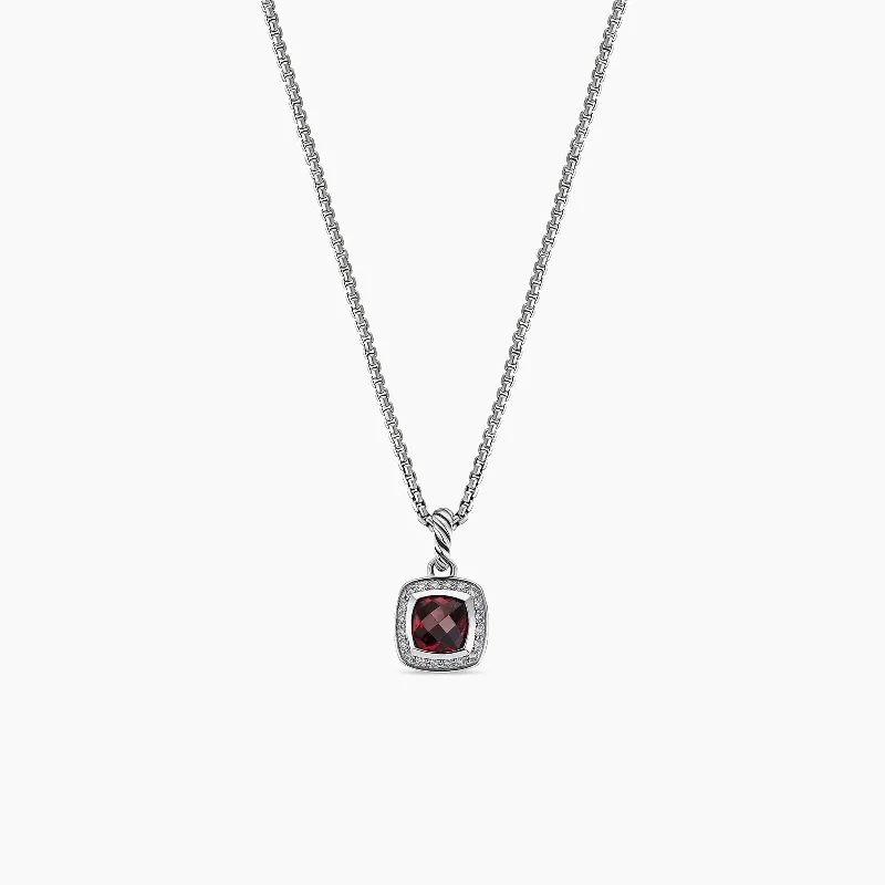 Petite Albion Pendant in Garnet with Diamonds