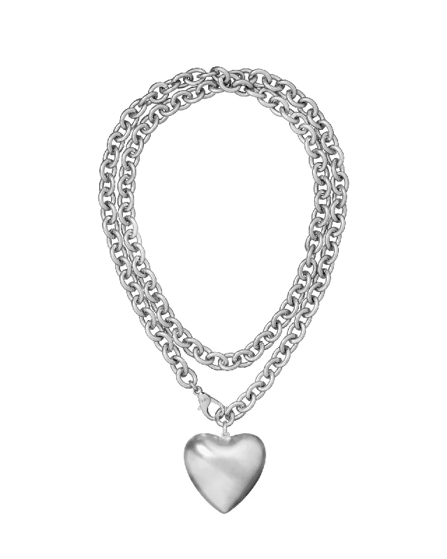 The Puffy Heart Necklace in Silver