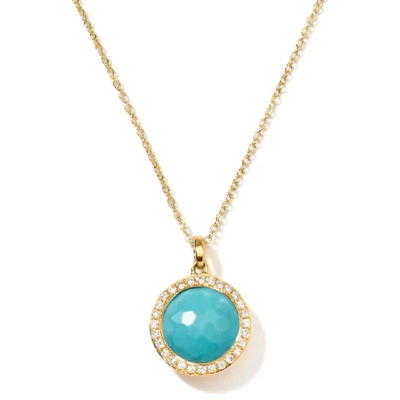 Lollipop Small Pendant Necklace in Turquoise with Diamonds