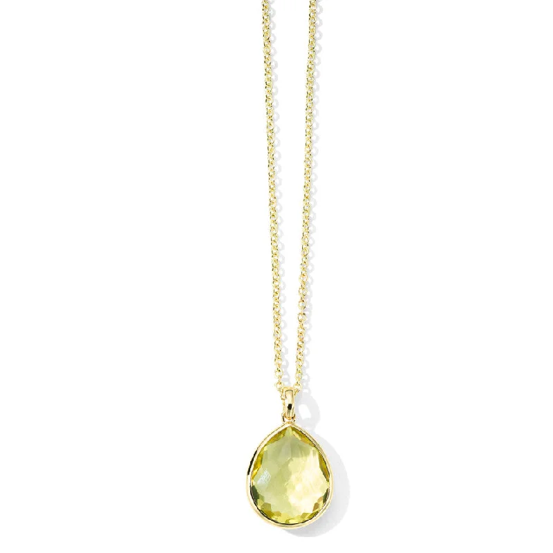 Green Gold Citrine Medium Rock Candy Teardrop Pendant