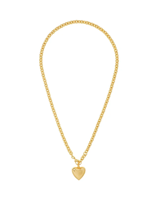 The Mini Puffy Heart Necklace in Gold