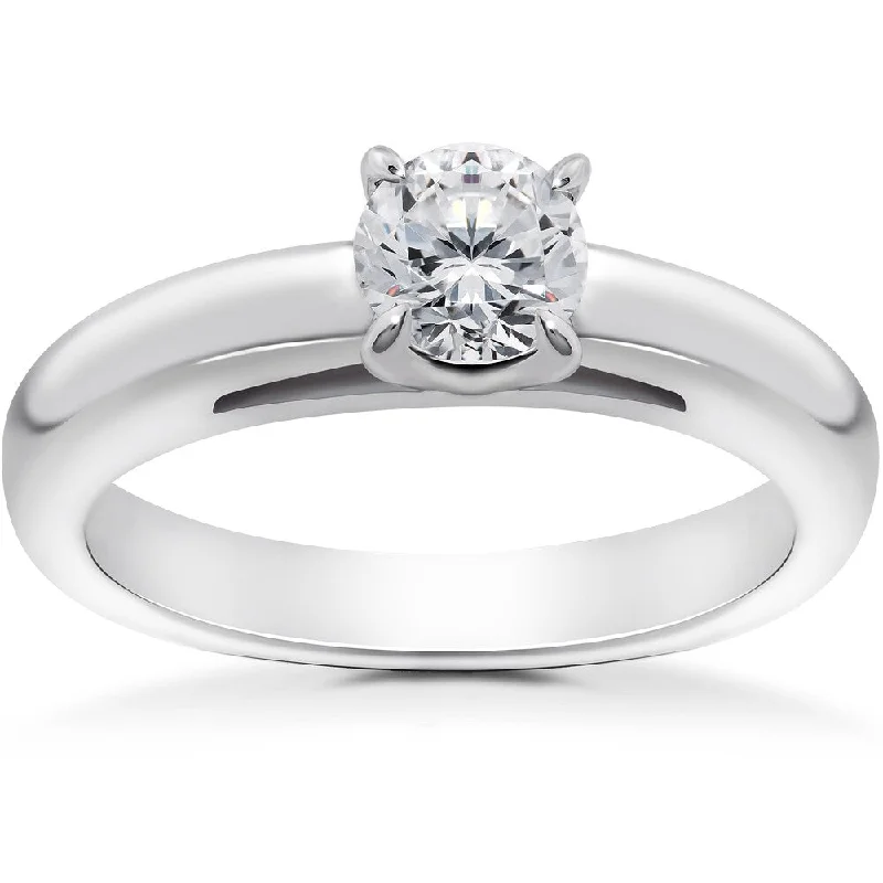 14k White 1/2ct Round Brilliant Cut Diamond Solitaire Engagement Ring