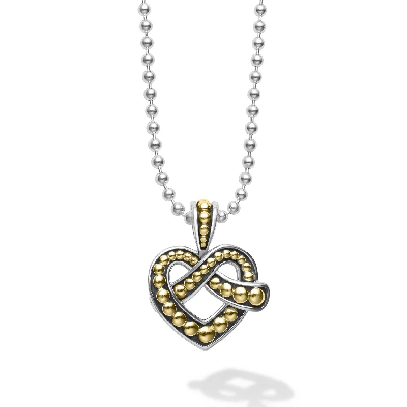 Two Tone Heart Pendant Necklace