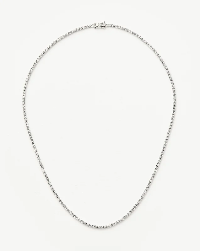 Fine Diamond Tennis Necklace | 14ct Solid White Gold Diamond