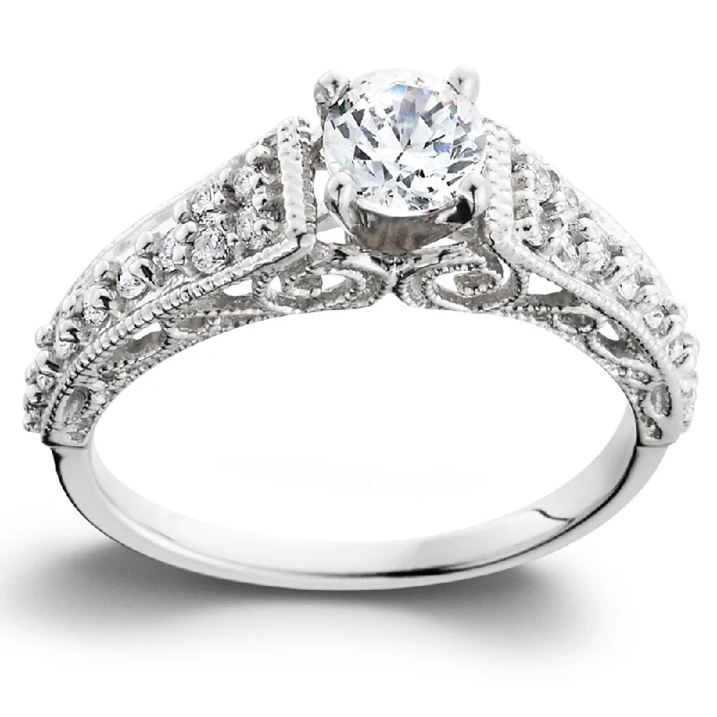 14k White Gold 3/5TDW Vintage Diamond Engagement Ring