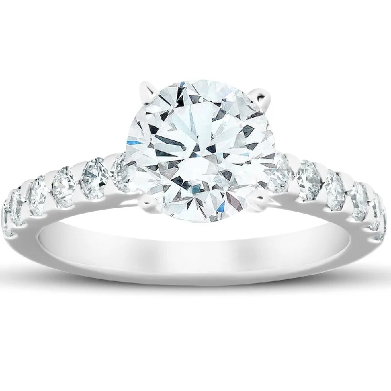 2 3/4 Ct Diamond Engagement Ring 14k White Gold