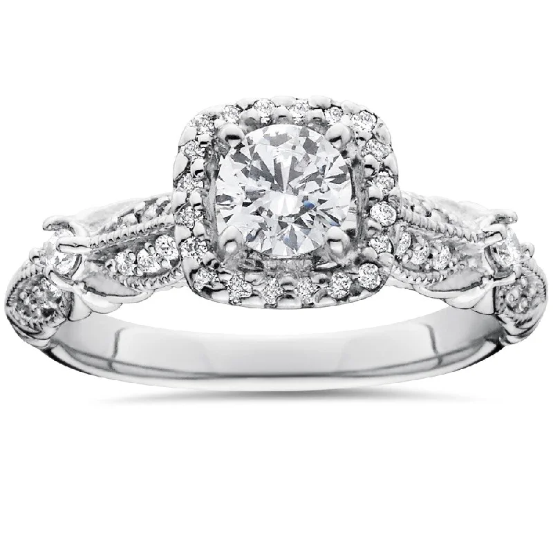 14k White Gold Antique 1 1/ 2ct TDW Diamond Engagement Ring - White H-I - White H-I