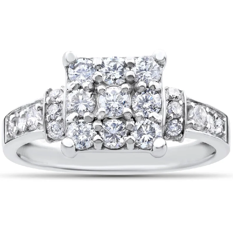 10k White Gold 1ct TDW Diamond Engagement Ring