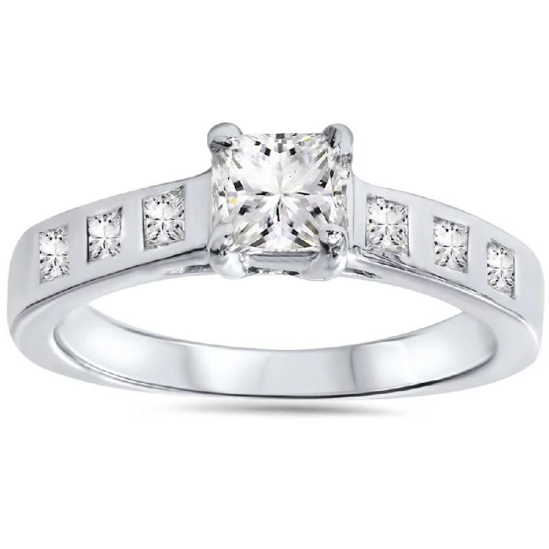 14k White Gold 1ct TDW Diamond Princess-cut Engagement Ring