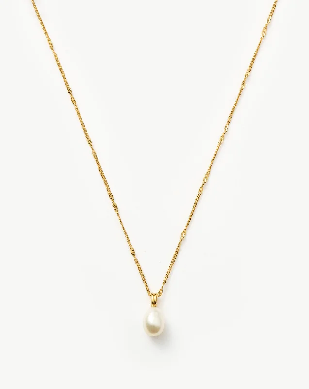 Baroque Pearl Twisted Chain Necklace | 18ct Gold Vermeil/Pearl