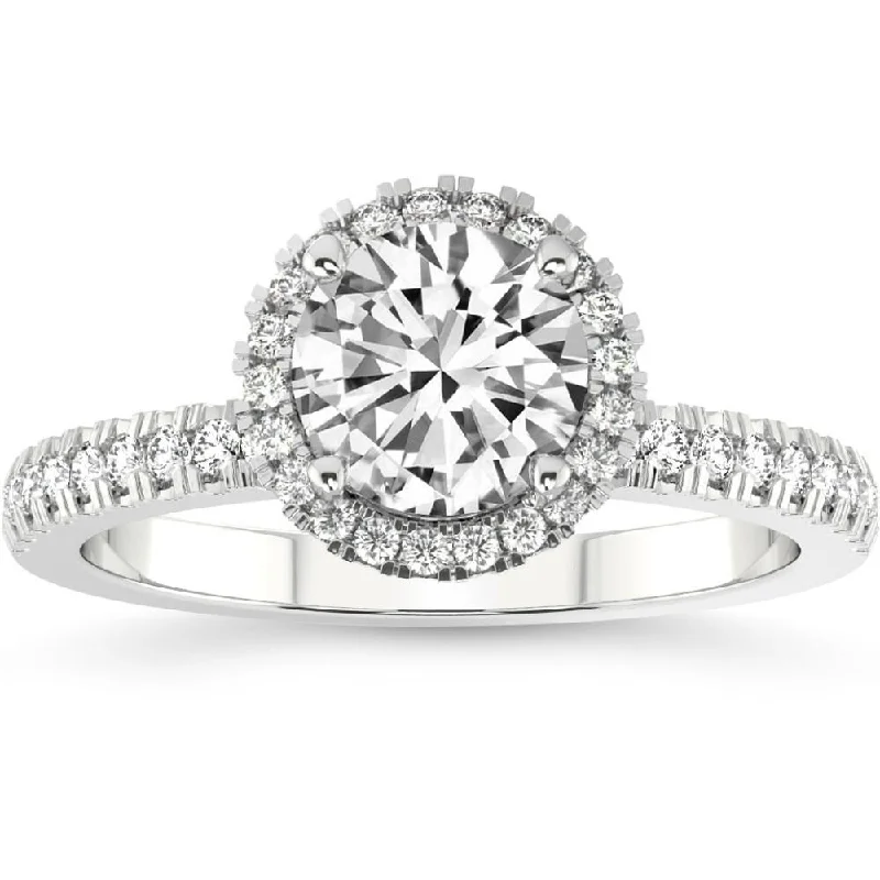 2 3/4 Ct Diamond Halo Lab Grown Engagement Ring in White, Yellow or Rose Gold