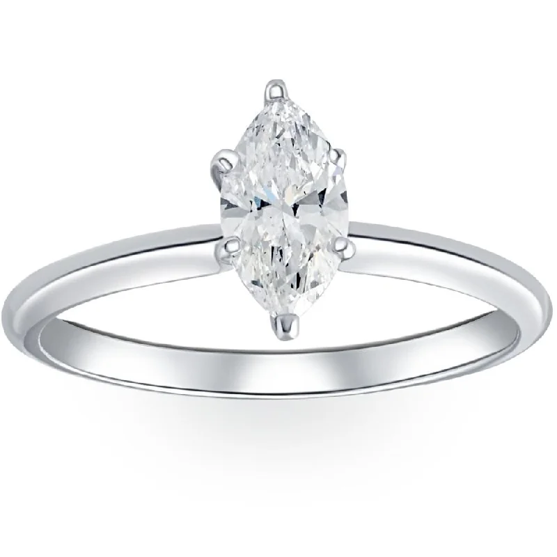 Platinum .72Ct Marquise Natural Certified Diamond Solitaire Engagement Ring