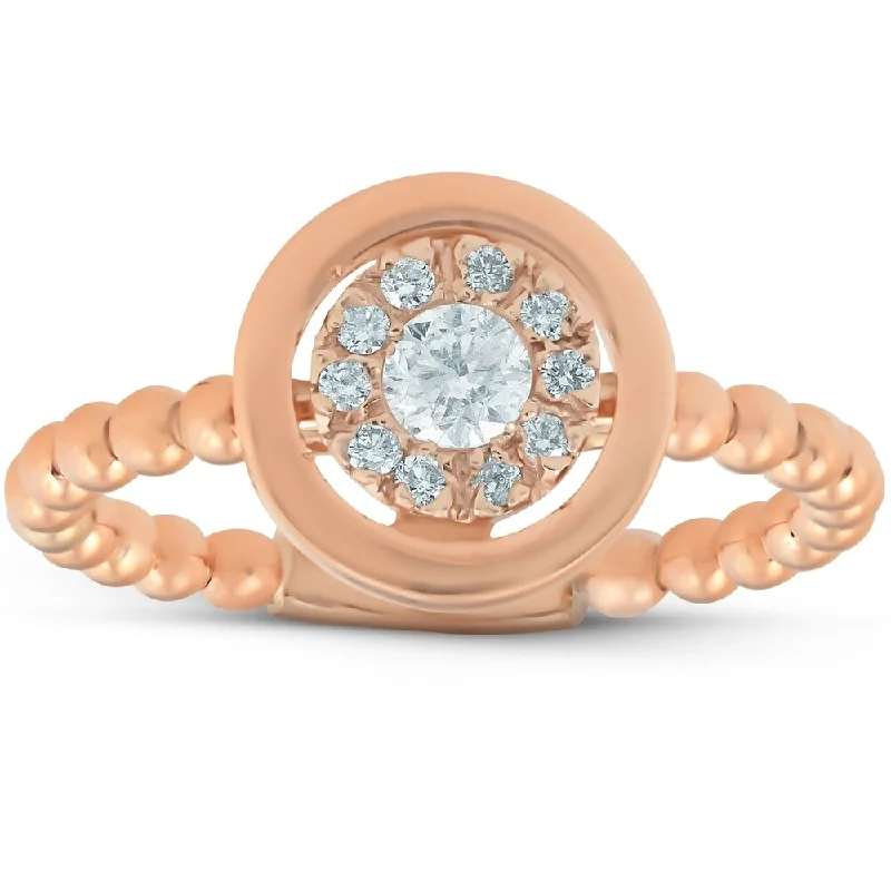 18k Rose Gold .27CT Halo Diamond Round Engagement Ring