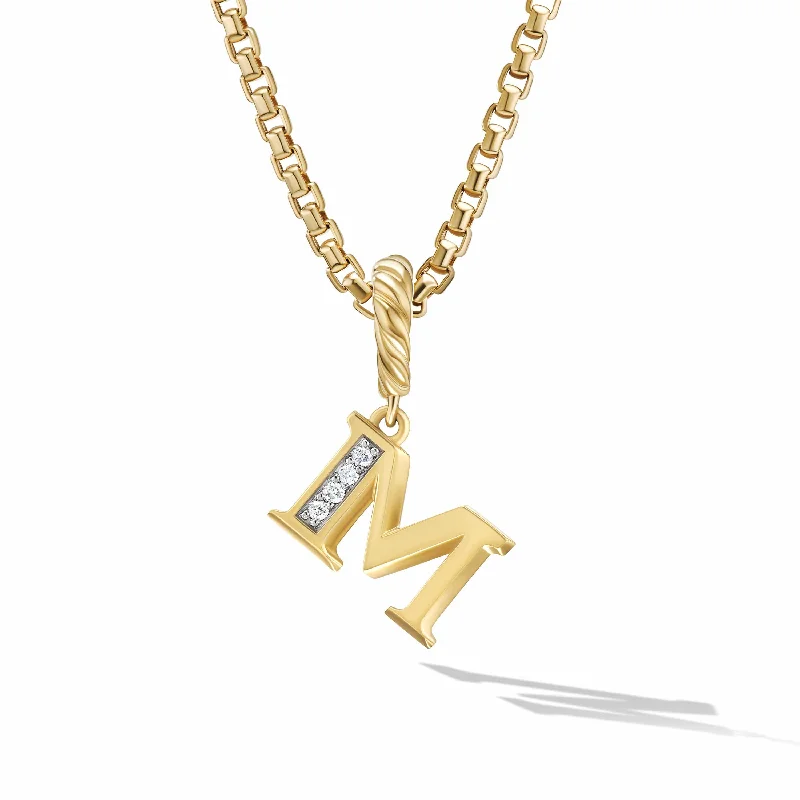 Pave Initial Pendant in 18K Yellow Gold with Diamonds