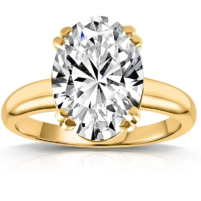 Certified 5Ct Oval Yellow Gold Diamond Engagement Ring Lab Grown