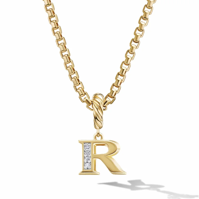 Pave Initial Pendant in 18K Yellow Gold with Diamonds