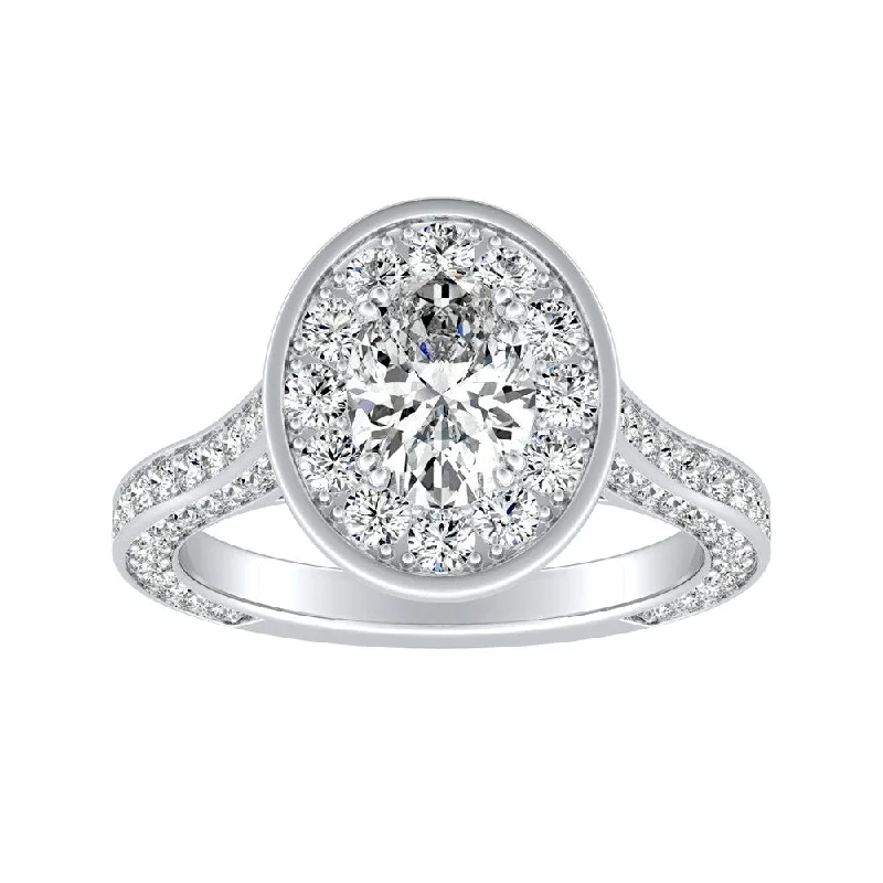 Oval-cut 2ctw Halo Diamond Engagement Ring by Auriya 14k Gold