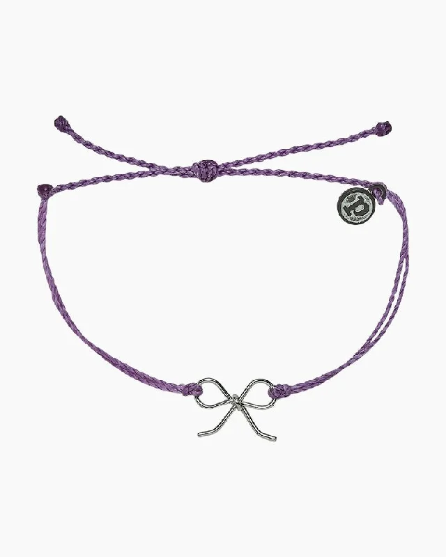 Pura Vida Silver Bow Charm Bracelet in Light Purple