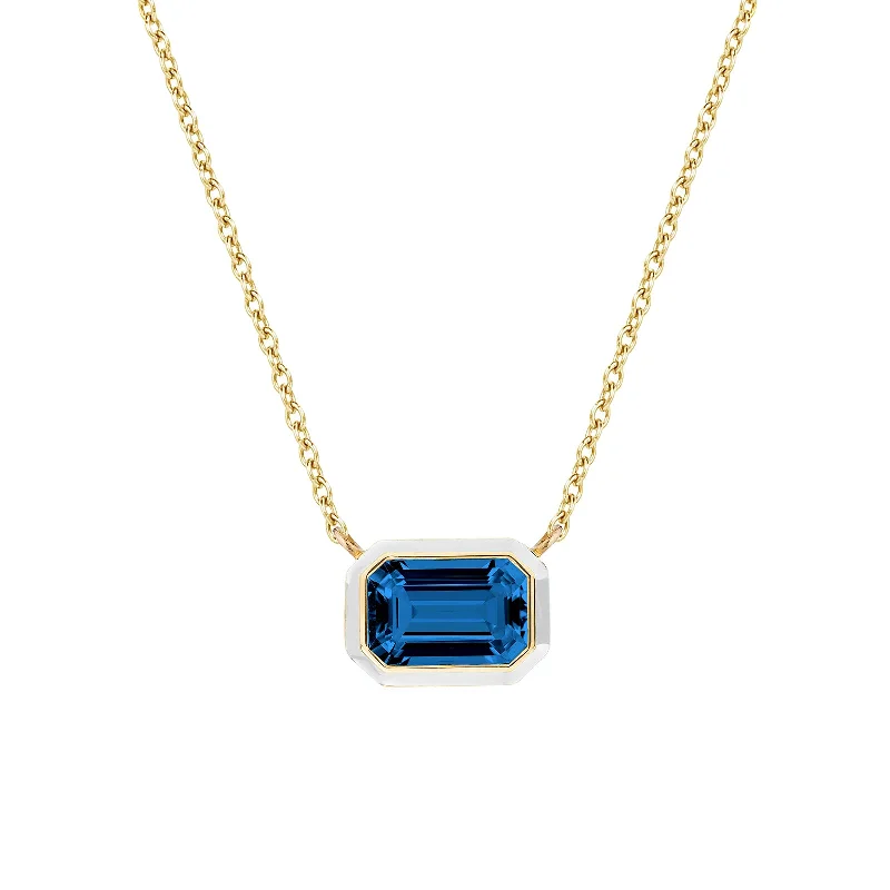 London Blue Topaz Queen Pendant with White Enamel