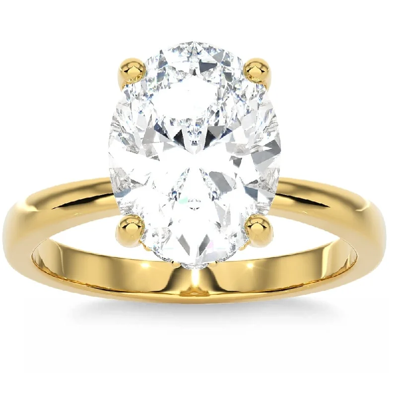 Certified 3.10Ct Oval Diamond Side Halo Engagement Ring in Gold