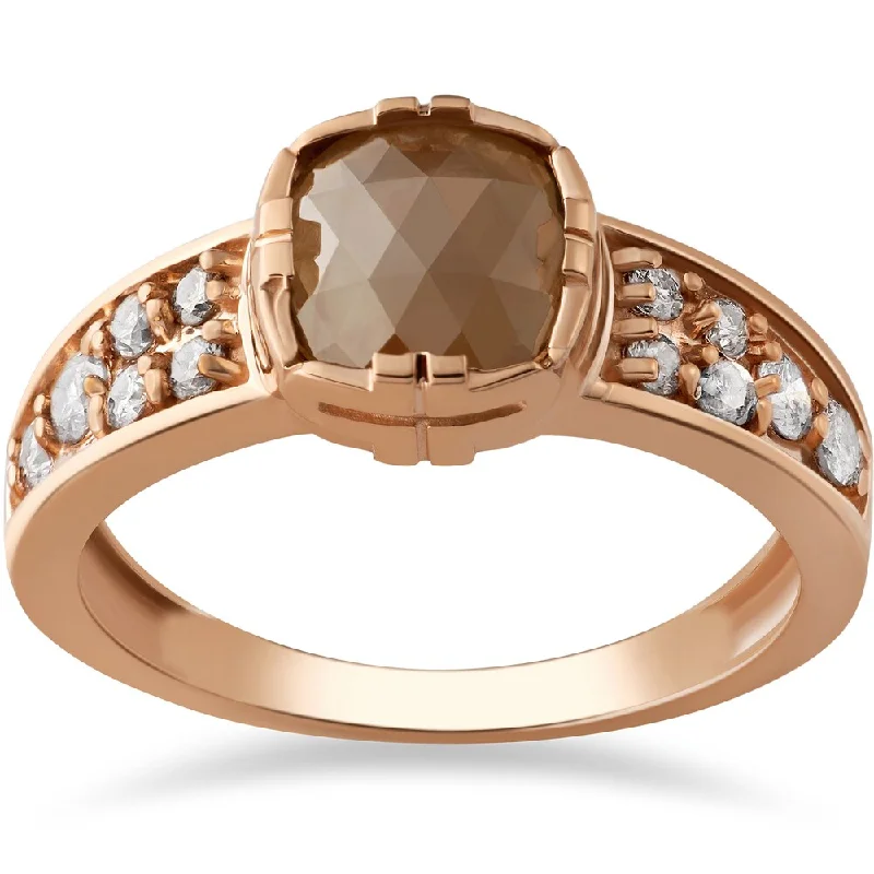 14k Rose Gold 1 1/4ct TDW Raw Rough Cut Diamond Slice Engagement Ring - White I-J - White I-J