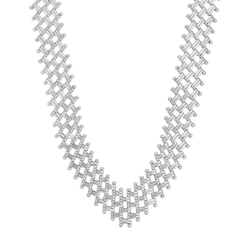 1928 Jewelry Deco Beaded Edge V Necklace