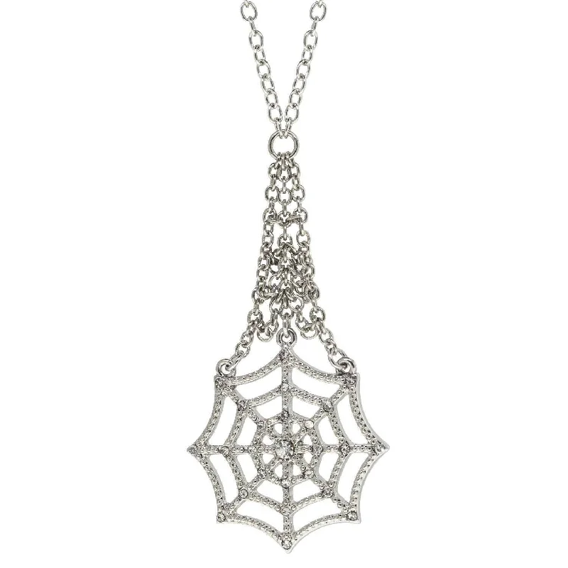 1928 Jewelry Chain Spider Web Drop Necklace 22"